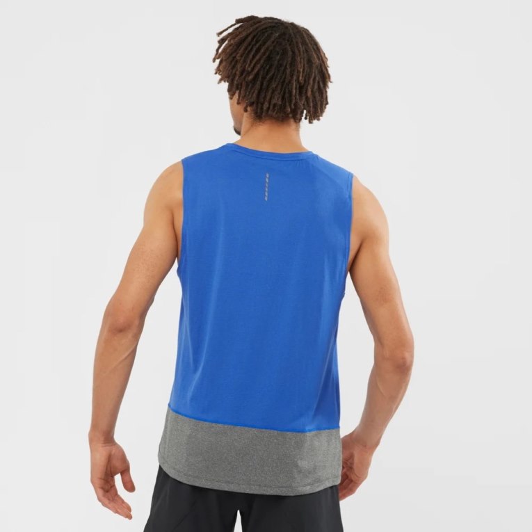 Tank Top Salomon Cross Run Hombre Azules Grises | MX WBVZ827